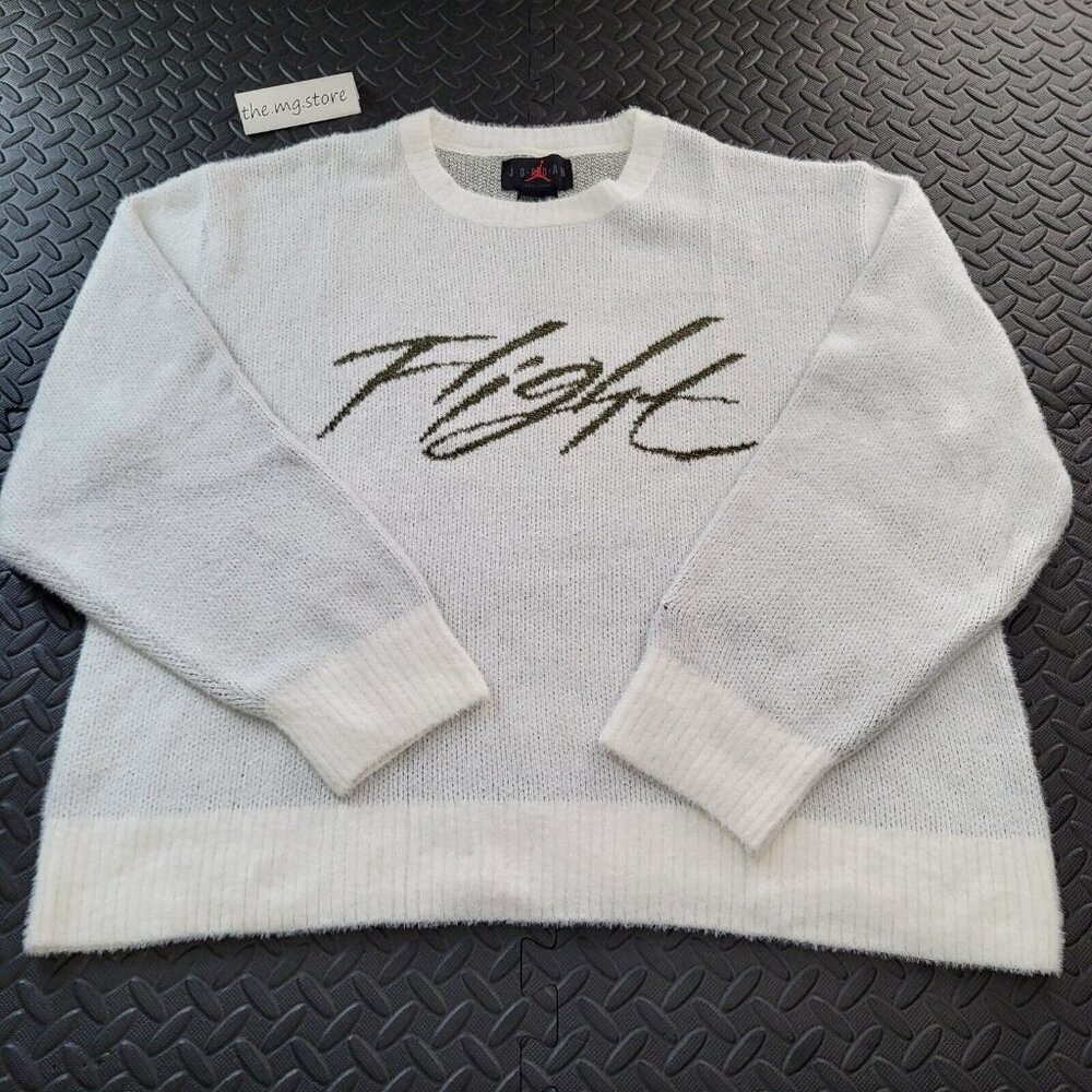 Jordan Flight Heritage Crew Sweater White Men's Size Large FD7389 133 NWT - Picture 1 of 6